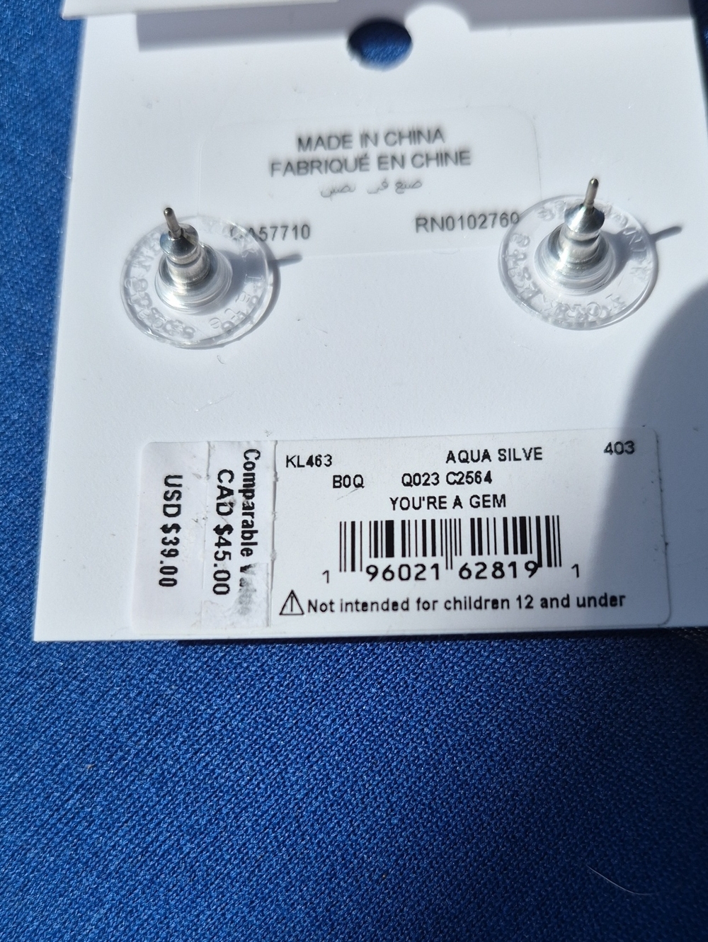 KATE SPADE ♠️ YOU'RE A GEM 🩵 Silver & Aqua CZs + Pearls STUD EARRINGS 🎁 $39 R - Picture 4 of 4